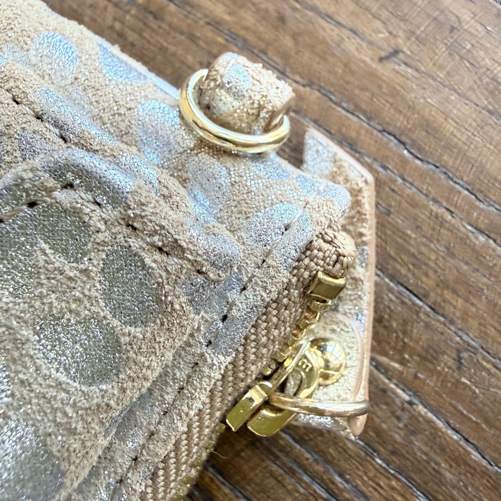 Lodis Metallic gold / silver leopard print, suede wristlet wallet - Picture 4 of 12